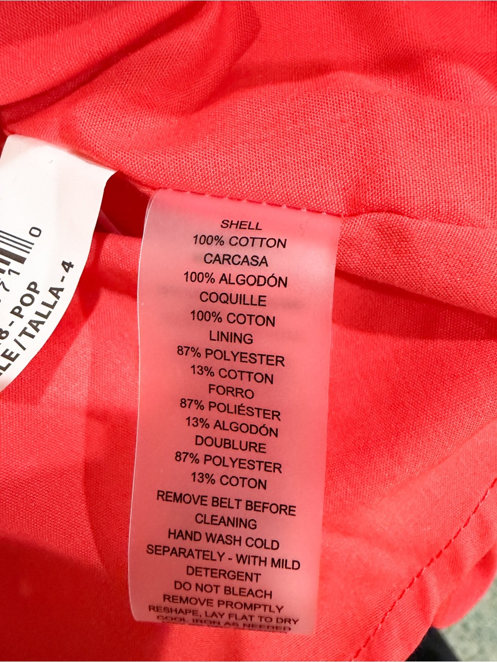 Vince Camuto Pleat Neck Cotton Midi Dress Belted Tiered Poppy Red 4 NWT - Picture 16 of 16